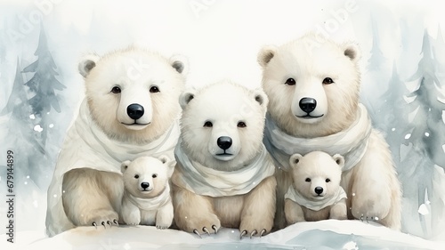 GROUP OF POLAR BEARS WITH SCARF AND SORE THROAT © senadesign