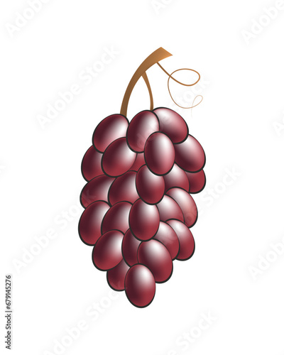 Vector illustration of a bunch of red grapes. Cartoon style on white isolated background.