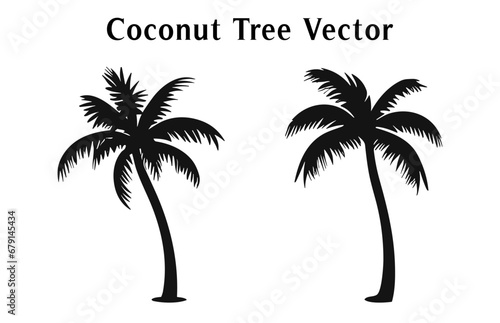 Coconut trees Silhouette Vector set isolated on white background  Coconut tree silhouettes Bundle