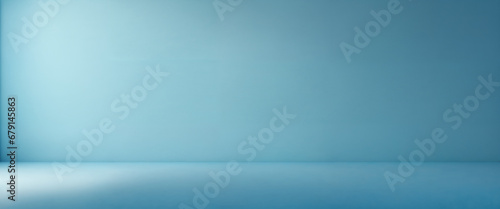 シンプルな青い壁と床。グラデーション、光、アンビエント