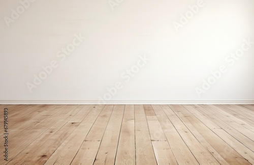 empty room with bright old oak wooden floor