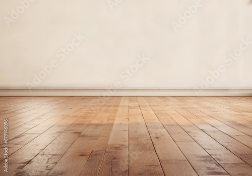 empty room with bright old oak wooden floor