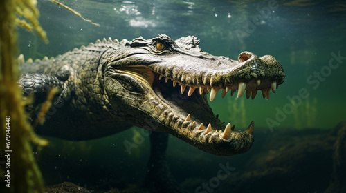 A detailed view of a crocodile