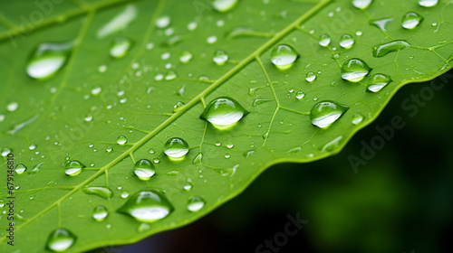 A detailed view of a leaf with water droplets