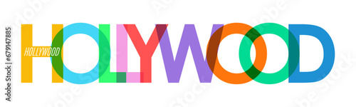 HOLLYWOOD. The name of the city on a white background. Vector design template for poster, postcard, banner