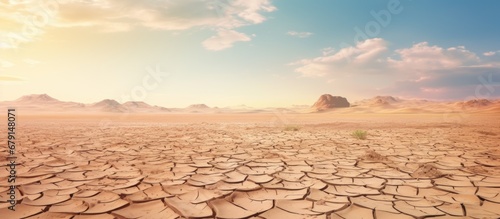 Global warming concept illustrated by desert landscape background Copy space image Place for adding text or design