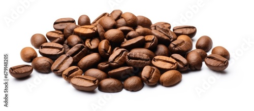 Isolated coffee beans on white Copy space image Place for adding text or design