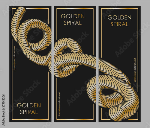 The golden spiral. A set of designs for a composite cover, banner, poster. Template for interior decoration, creative ideas, creativity and design.