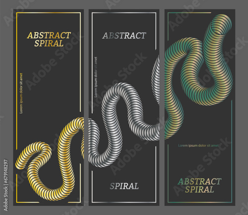A luxurious spiral. A set of designs for a composite cover, banner, poster. Template for interior decoration, creative ideas, creativity and design
