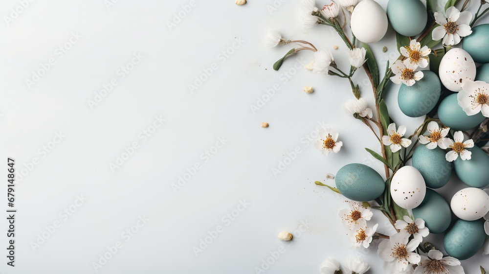 Banner design for Easter sale with eggs, 3D style background.