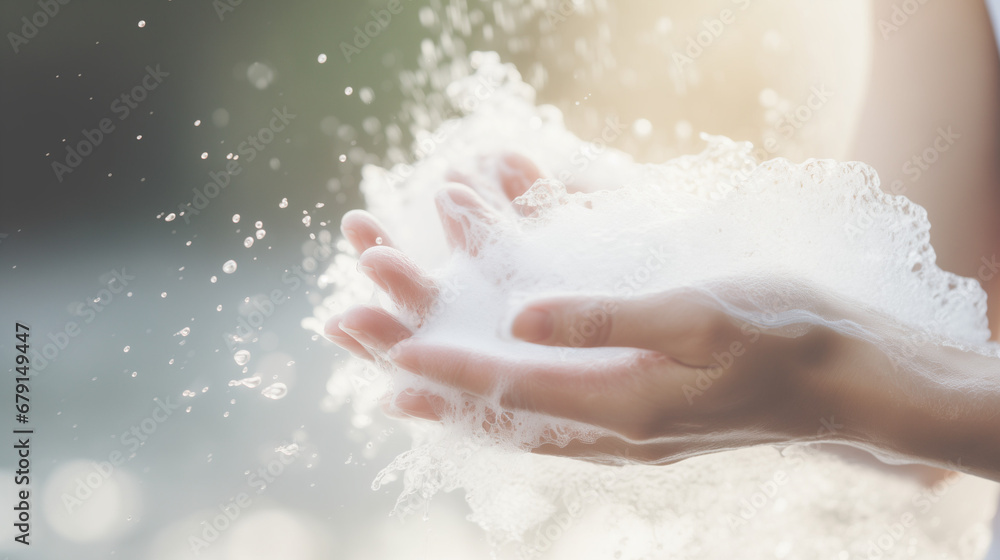 washing hands with soap