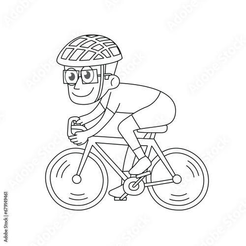 Cyclist. Outline style vector illustration