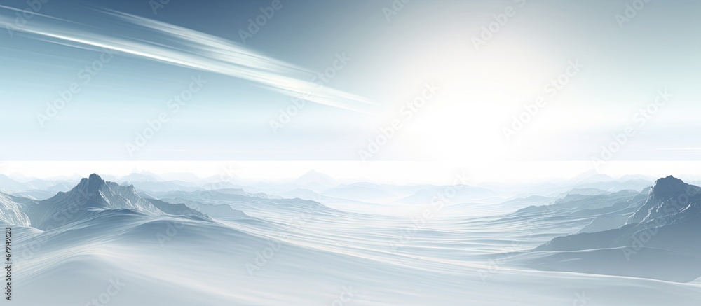 Futuristic fractal horizon in white background Copy space image Place for adding text or design - obrazy, fototapety, plakaty 