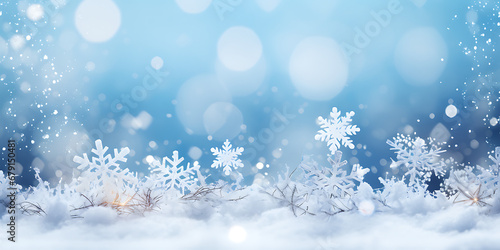  Fondos navideños con nieve, piñas, adornos y estrellas de navidad  © VicPhoto