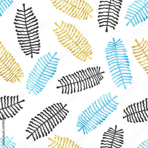 Abstract leaves pattern. Seamless tropical leaf vector background