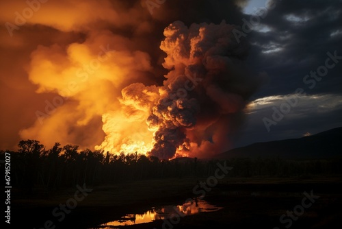 wildfire forest fire Engulfs Woods Fire Spreads Wildly