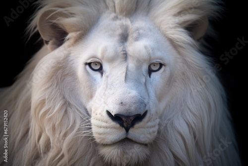 Portrait of majestic white lion illustration. Ai generative. © Alex