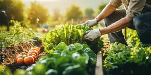 Chef harvesting fresh vegetables on a farm