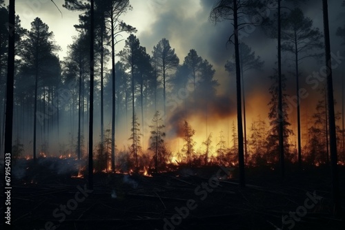 wildfire forest fire Engulfs Woods Fire Spreads Wildly photo