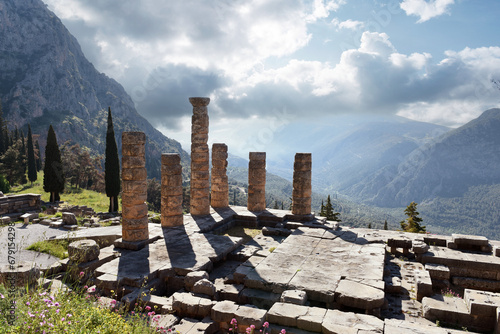 Konstfotografi Apollo Temple in Delphi, an archaeological site in Greece, at the Mount Parnassus