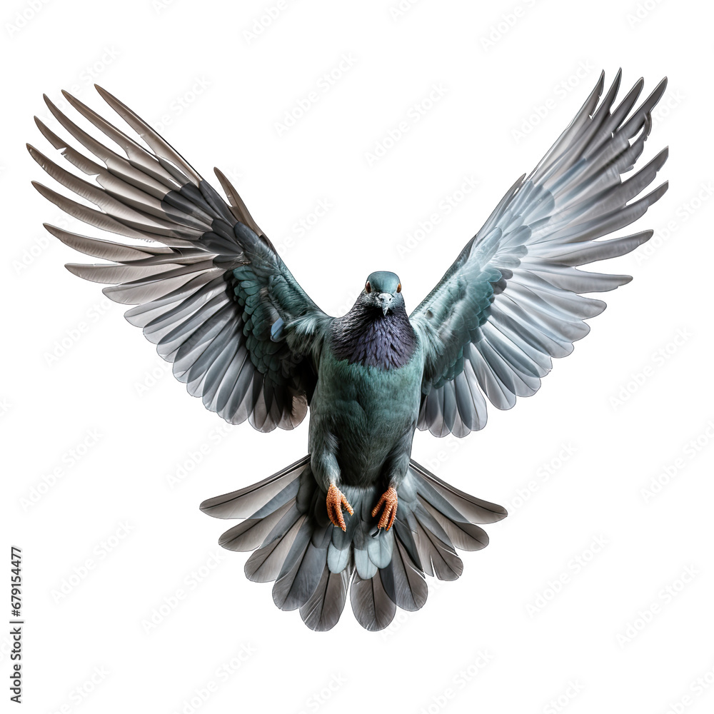 Fototapeta premium Flying Pigeon Isolated on Transparent or White Background, PNG