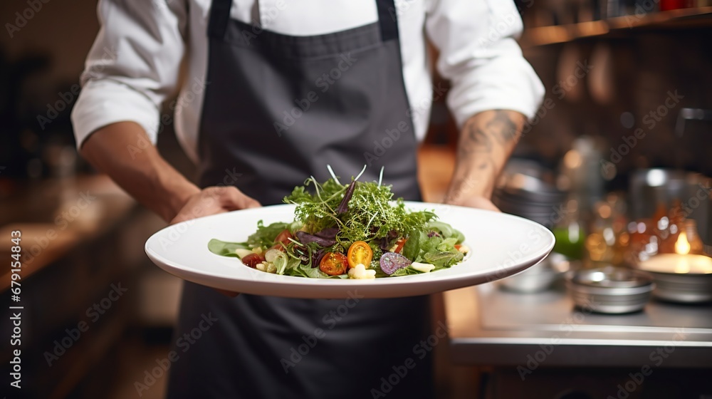 chef in a restaurant preparing a delicious meal