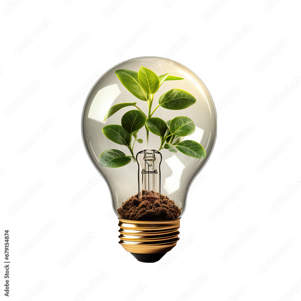 Plant in a Light Bulb Isolated on Transparent or White Background, PNG Plant in a Light Bulb Isolated on Transparent or White Background, PNG