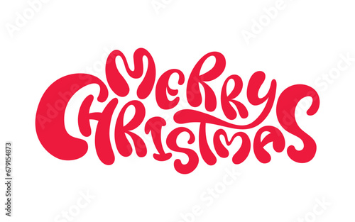 Merry Christmas Text Design, Vector Red, Handwriting, Banner