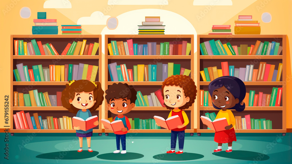 Children in the library Children in the library