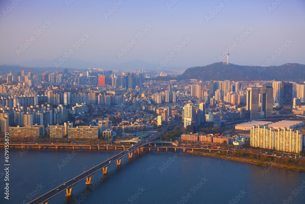 Seoul sunset cityscape