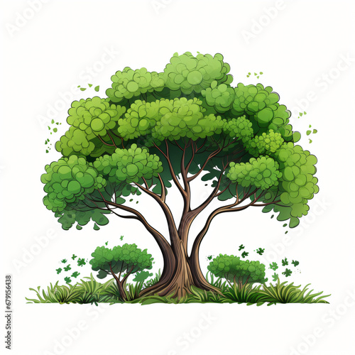 Plant and tree cartoon isolated on white background