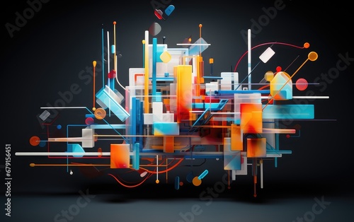 Abstract 3d render, A Journey Through Mesmerizing 3D Abstract Creations, With vibrant colors and beautiful backgrounds, Generative AI © Long