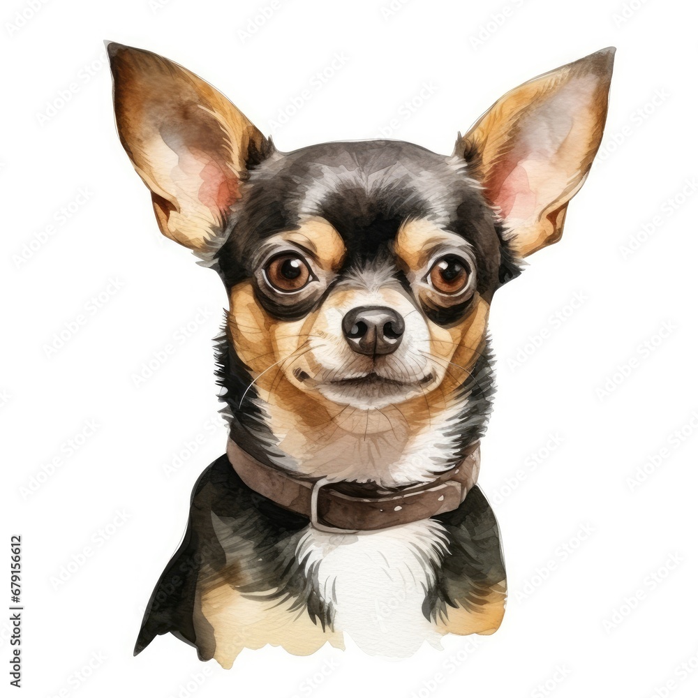 Charming Chihuahua Portrait Watercolor Illustration