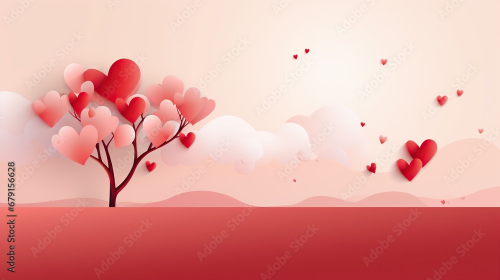Banner design for Valentine Day with hearts.