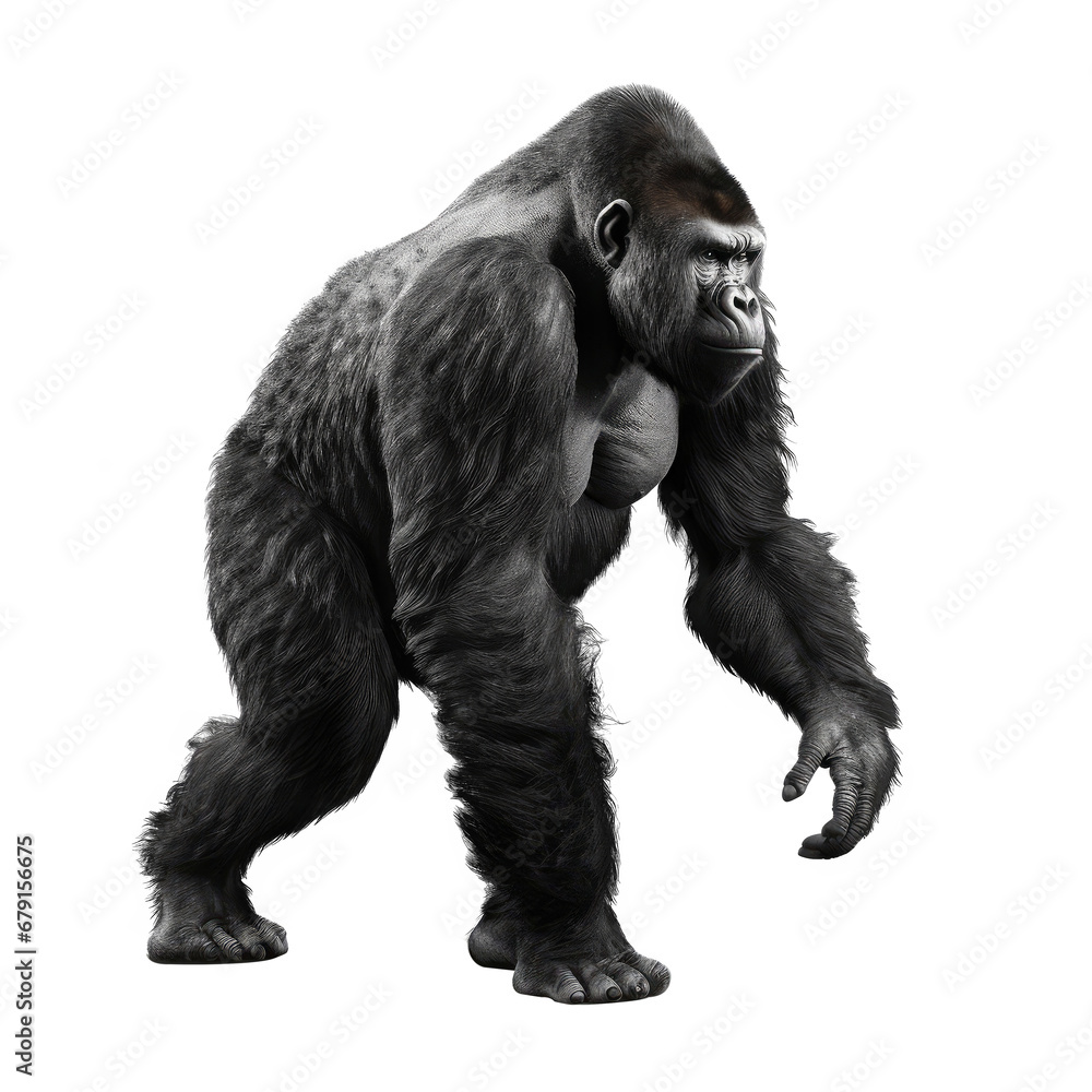 gorilla looking isolated on white