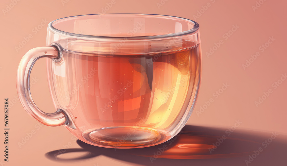 Cup of tea, on a colored background. Generative AI. Cup of tea, on a colored background. Generative AI.