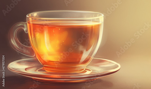 Cup of tea, on a colored background. Generative AI.