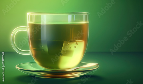 Cup of tea, on a colored background. Generative AI.