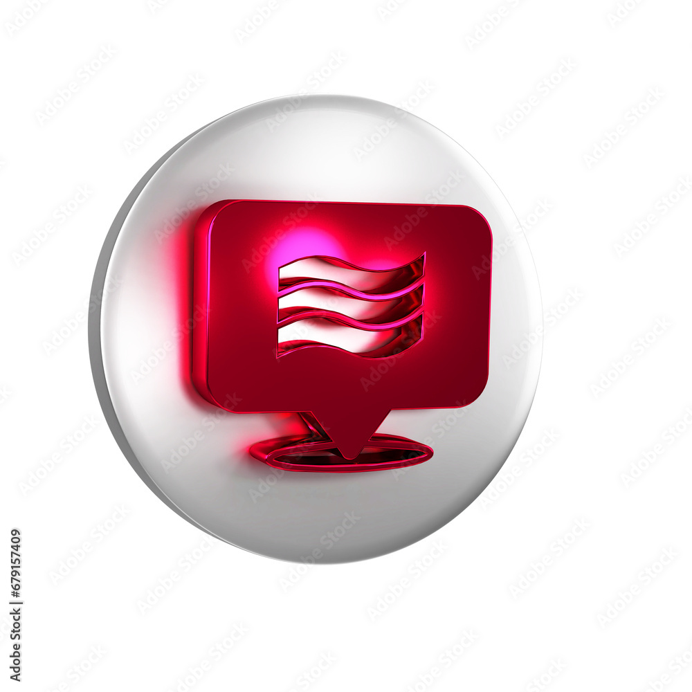 Red Flag Of Egypt icon isolated on transparent background. Silver circle button. Red Flag Of Egypt icon isolated on transparent background. Silver circle button.