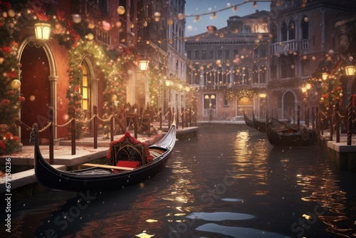 city canal grande , gondolas country, gondola in winter christmas © nataliya_ua