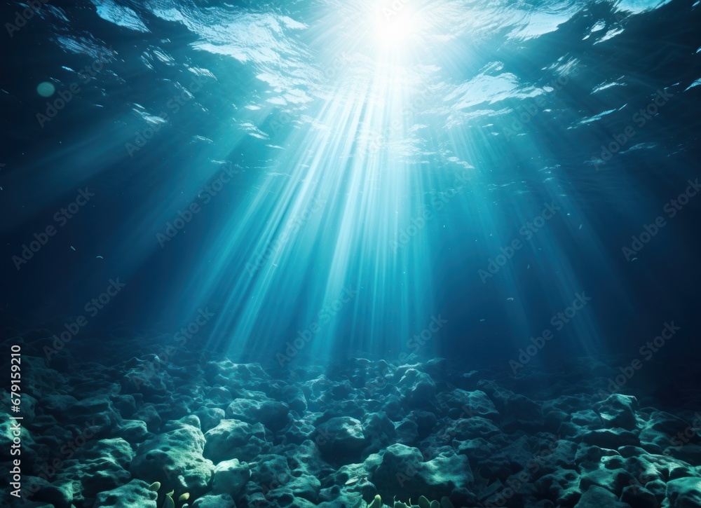 Fototapeta premium Ocean rays under the water sea view
