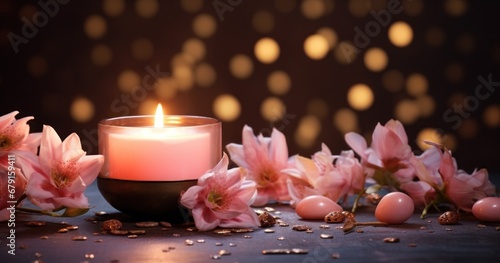 floral pattern with candles and flower