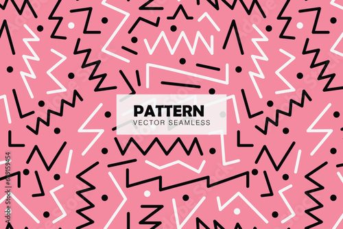 Zig zag line shapes with dots seamless repeat pattern photo