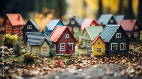 different shapes of small ornamental houses that have a holiday theme