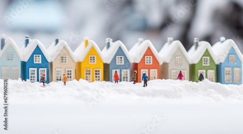 different shapes of small ornamental houses that have a holiday theme