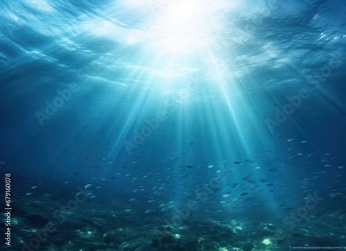 Ocean rays under the water sea view © olegganko