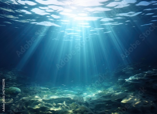 Ocean rays under the water sea view