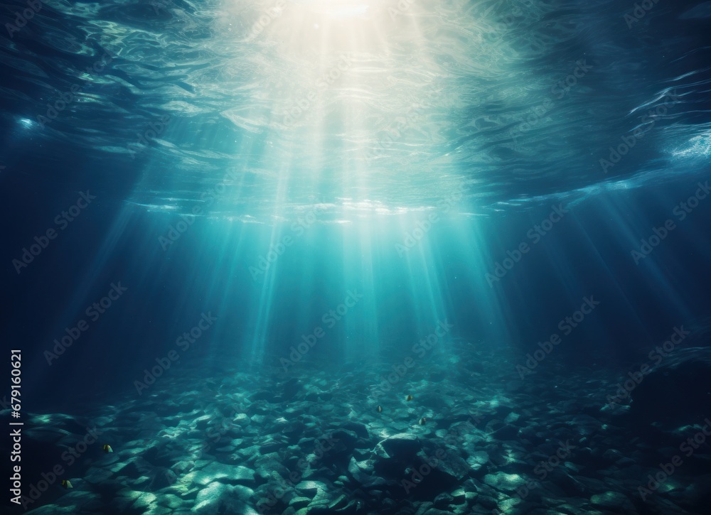 Fototapeta premium Ocean rays under the water sea view
