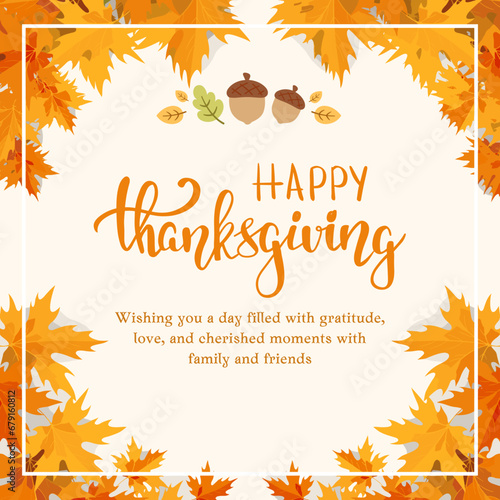 Orange Minimalist Happy Thanksgiving Facebook Post - 1