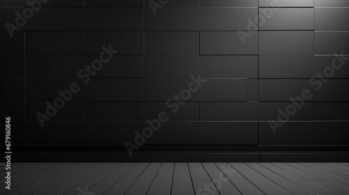 Black, dark, and gray abstract cement wall and studio room, interior texture for display products, wall background, Room Hangar Parking Car Showroom photo